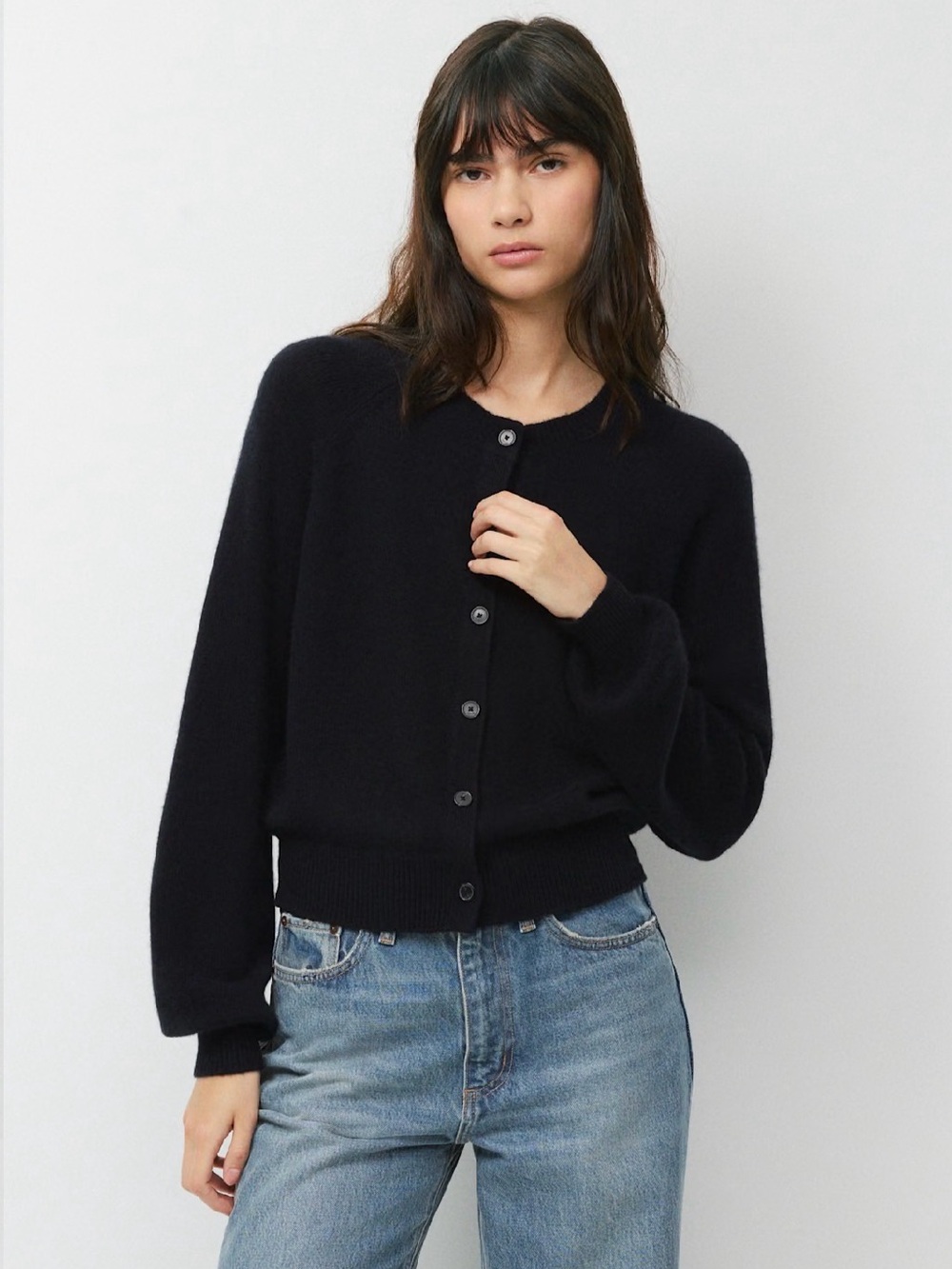 Aritzia Wilfred Women’s Black Essential Wool Cashmere London Cardigan Sz XS